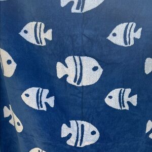 Vera Bradley jacquard Paisley Wave Fish Navy and White Beach Towel